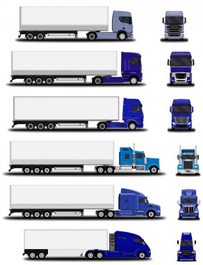 gerçekçi kamyon ayarla. Önden Görünüm; yan görünüm. 