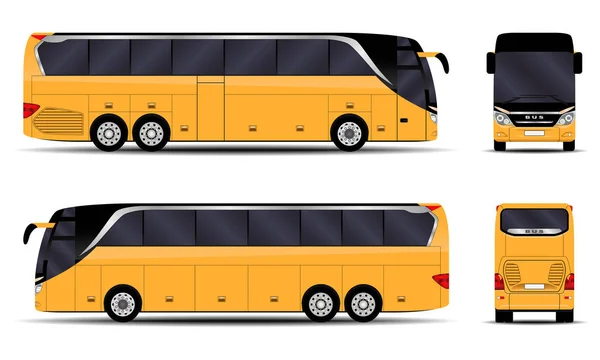 Autobús Realista Vista Lateral Vista Frontal Vista Trasera — Vector de stock