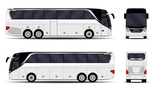 Realistischer Bus Seitenansicht Vorderseite Rückseite — Stockvektor