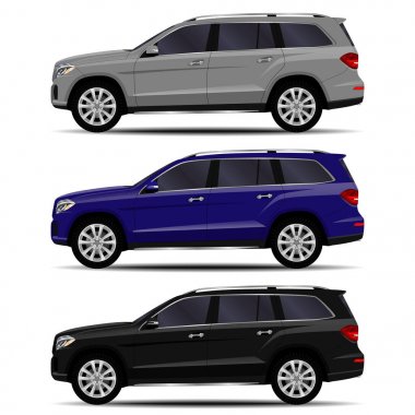 Gerçekçi SUV seti. yan görünüm