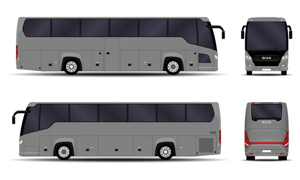 Autobus Realistico Vista Laterale Vista Frontale Vista Posteriore — Vettoriale Stock
