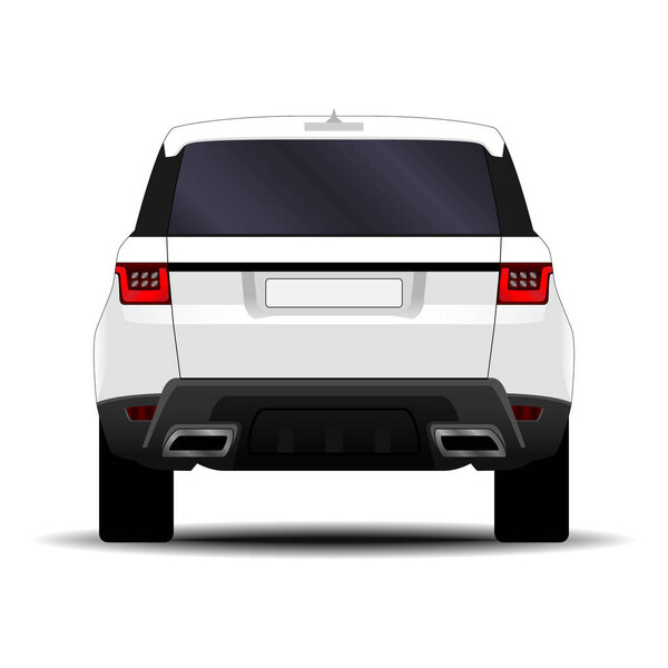 realistic SUV car. back view