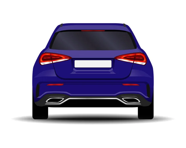 Coche Realista Hatchback Vista Posterior — Vector de stock
