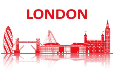 Londra simgeleri silueti. Avrupa Şampiyonası 2020.