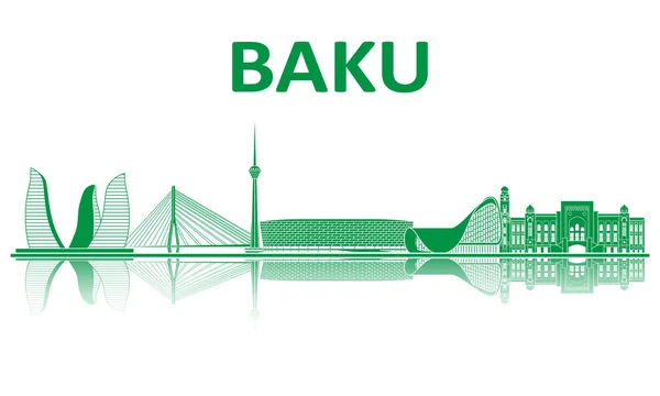 Baku Punti Riferimento Silhouette Campionato Europeo 2020 — Vettoriale Stock