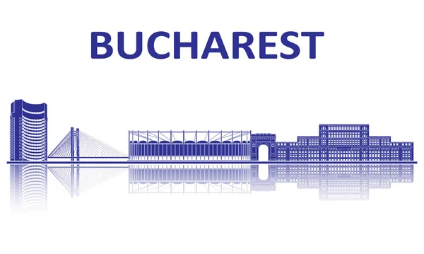 Bucharest Landmarks Silhouette European Championship 2020 — Stock Vector