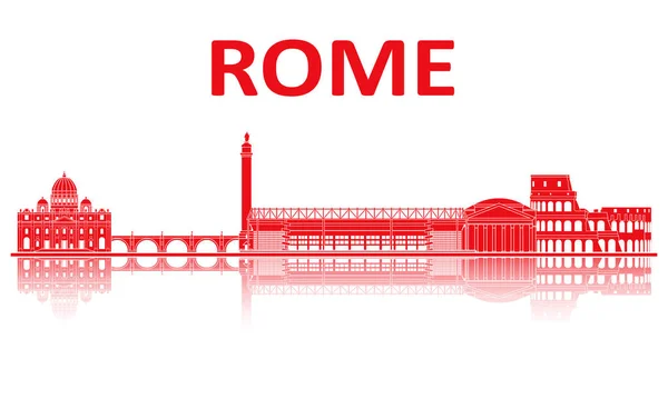 Roma Punti Riferimento Silhouette Campionato Europeo 2020 — Vettoriale Stock