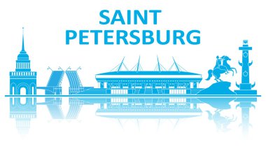 Saint Petersburg simgeleri silueti. Avrupa Şampiyonası 2020.
