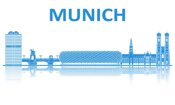 Munich Landmarks Silhouette European Championship 2020 — Stock Vector