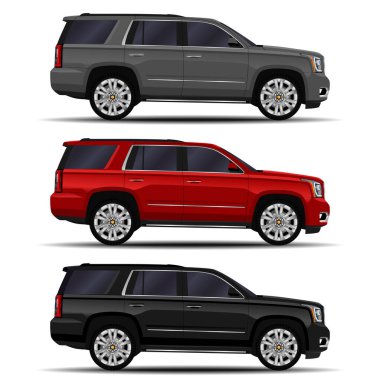 Gerçekçi SUV seti. yan görünüm.