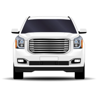 Gerçekçi bir SUV arabası. Ön görünüm.