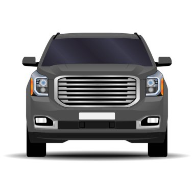 Gerçekçi bir SUV arabası. Ön görünüm.