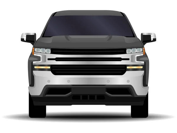 Coche Realista Camioneta Camioneta Vista Frontal — Vector de stock