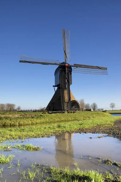 Noordeveldse molen met een heldere blauwe hemel — Stockfoto