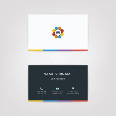 W basit alfabe kartvizit kullanarak için iş veya kişisel