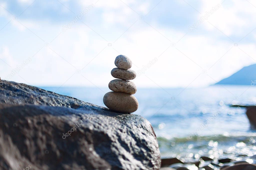 pebble stack on tropical beach