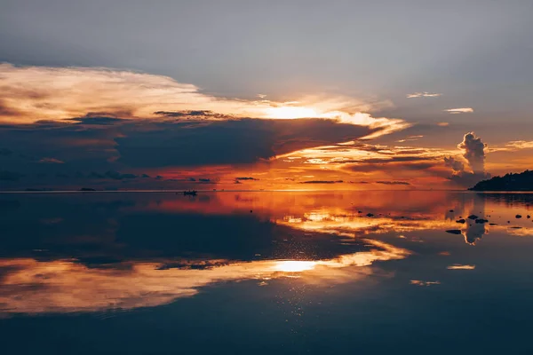landscape sunset on the sea with clouds