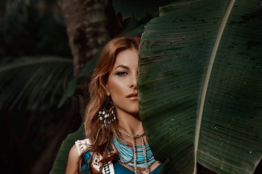 fashion model portrait in ethnic style outdoors