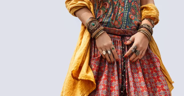 Cropped Image Bohemian Style Woman Accessories — Stok Foto