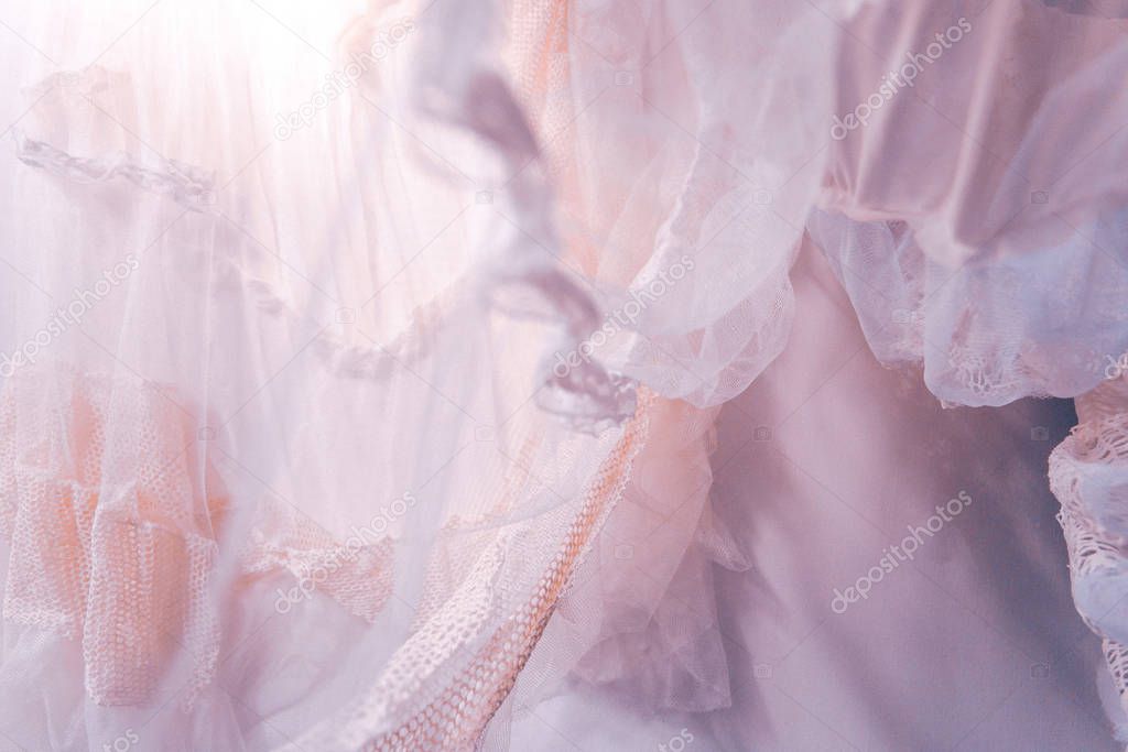 the bride in veil and white wedding dress