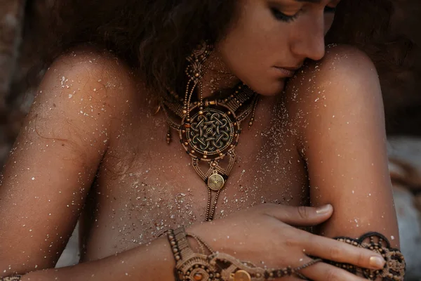 Coup Mode Belle Fille Boho Bijoux Ethniques — Photo