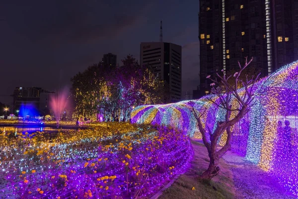 Multi colors LED decorated in public park — Stock Photo, Image