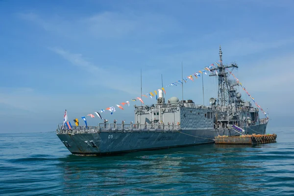 国际舰队检阅演练中海军舰艇在海上运行 — 图库照片