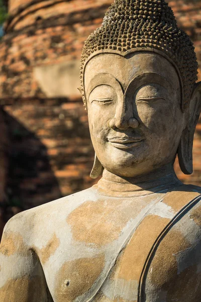 Vecchia immagine di Buddha di cemento in Autthaya — Foto Stock