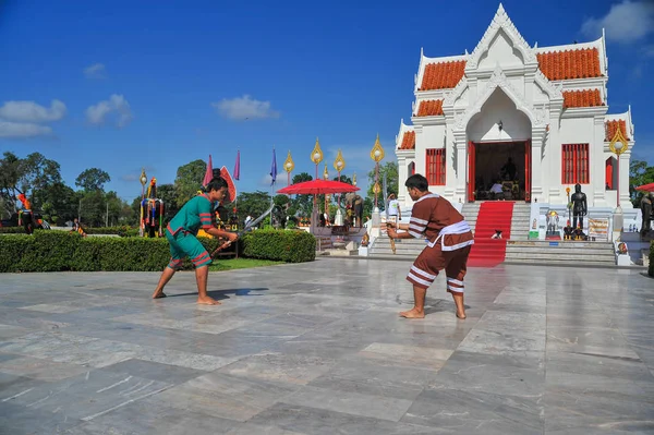 タイのフェンシングのデモンストレーション — ストック写真