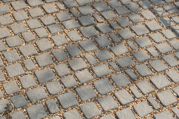 Textur Eller Mönster Stengångväg Bland Grus Parken — Stockfoto