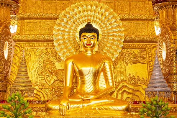 Krásná socha Zlatého Buddhy. — Stock fotografie