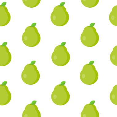 Düz şekilli, yeşil armut desenli. Vektör illüstrasyonu.