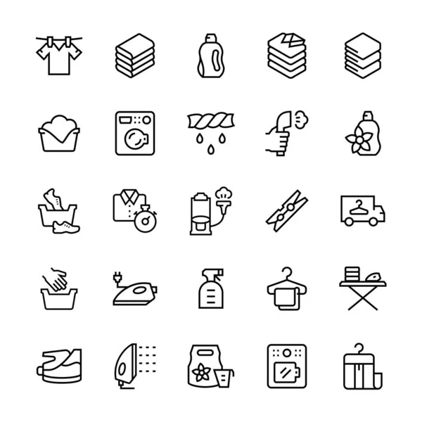Laundry service icon set in line style. Vector illustrations. — Stock Vector
