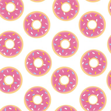 Düz şekilli donut ile kusursuz desen. Vektör illüstrasyonuName