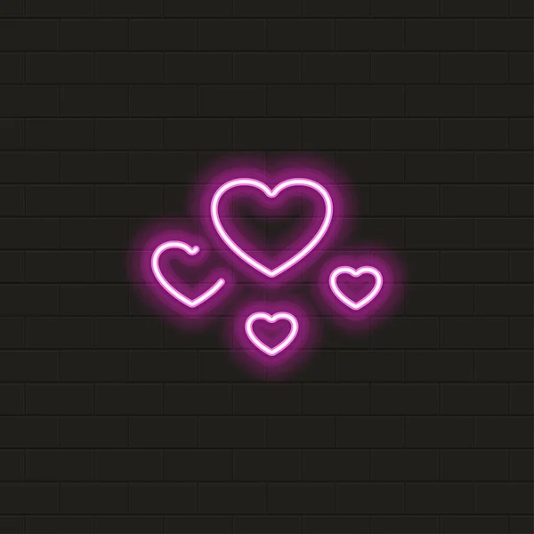 Hearts vector icon in neon style. — Stock Vector