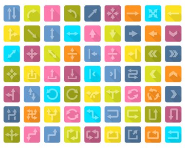 Ok simgesi, gölgeli düz bir şekilde ayarlandı. Vektör simgeleri