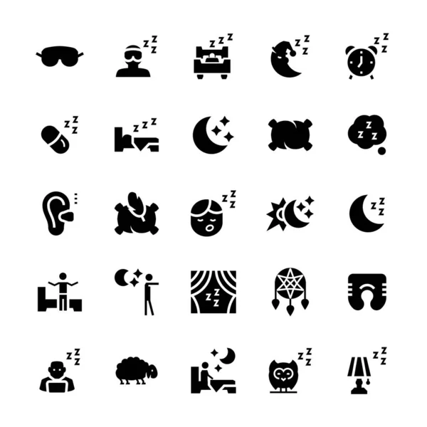 Conjunto de iconos vectoriales de sueño en estilo plano . — Archivo Imágenes Vectoriales