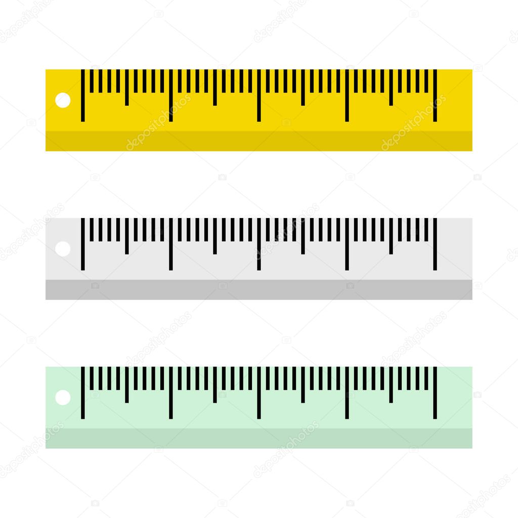 Vector illustration of rulers on white background in flat style.