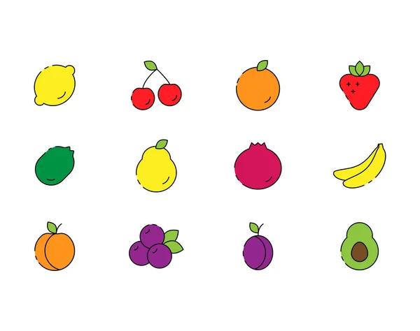 Векторный набор фруктов в современном стиле . — стоковый вектор