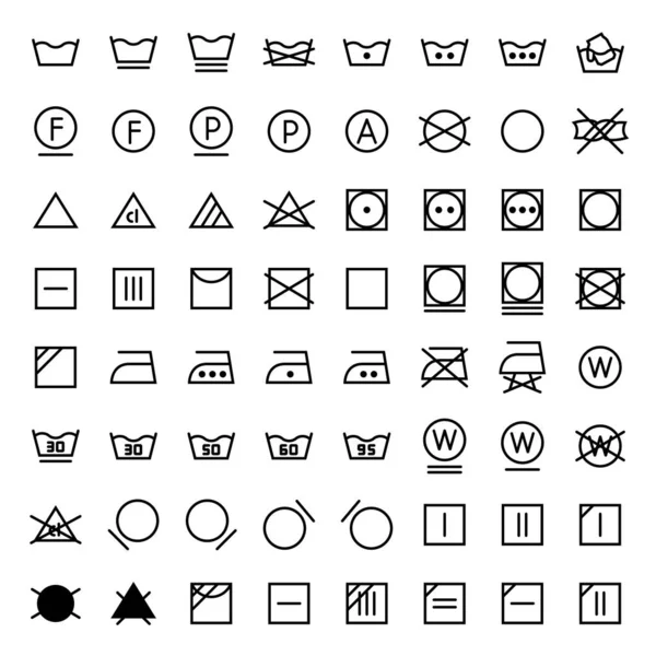 Laundry vector icons set in line style. — Stock Vector