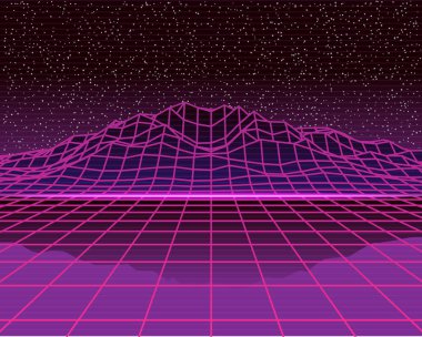 Soyut vektör Mesh peyzaj. Siber uzay şebekesi. Veri görselleştirme arka planı.