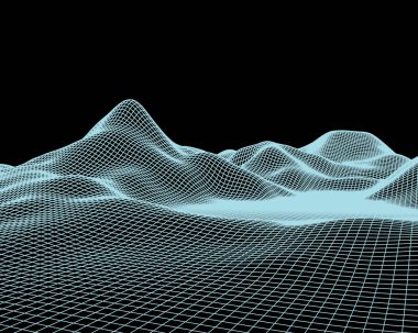 Soyut vektör Mesh peyzaj. Siber uzay şebekesi. Veri görselleştirme arka planı.