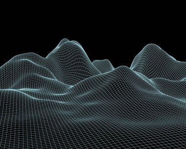 Soyut vektör Mesh peyzaj. Siber uzay şebekesi. Veri görselleştirme arka planı.