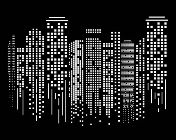 Stadsgezicht Silhouet Nachts Plat Design Vector Illustratie — Stockvector