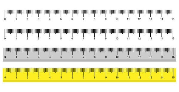 Векторный набор метрических линейки в плоском стиле. Измерительные весы.