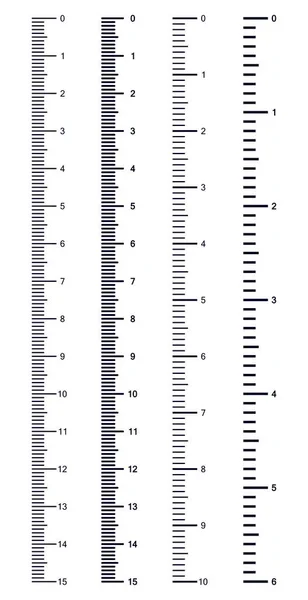 Vector Set Metric Rulers Flat Style Measuring Scales — Stock Vector