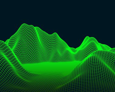 Soyut vektör Mesh peyzaj. Siber uzay şebekesi. Veri görselleştirme arka planı.