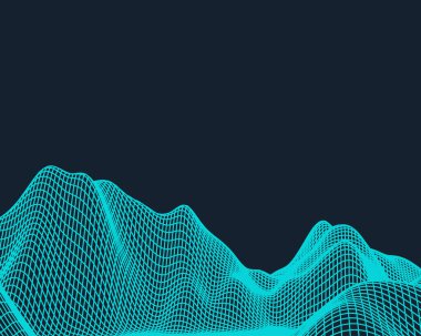 Soyut vektör Mesh peyzaj. Siber uzay şebekesi. Veri görselleştirme arka planı.