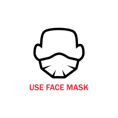 Coronavirus 'un basit vektör simgesi. Bakteri COVID-19. Yüz maskesi kullan.