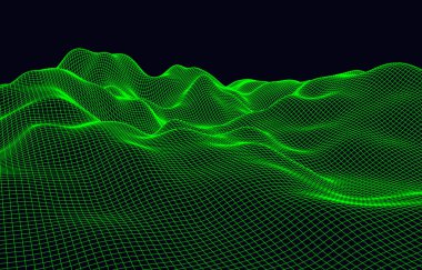 Soyut vektör Mesh peyzaj. Siber uzay şebekesi. Veri görselleştirme arka planı.